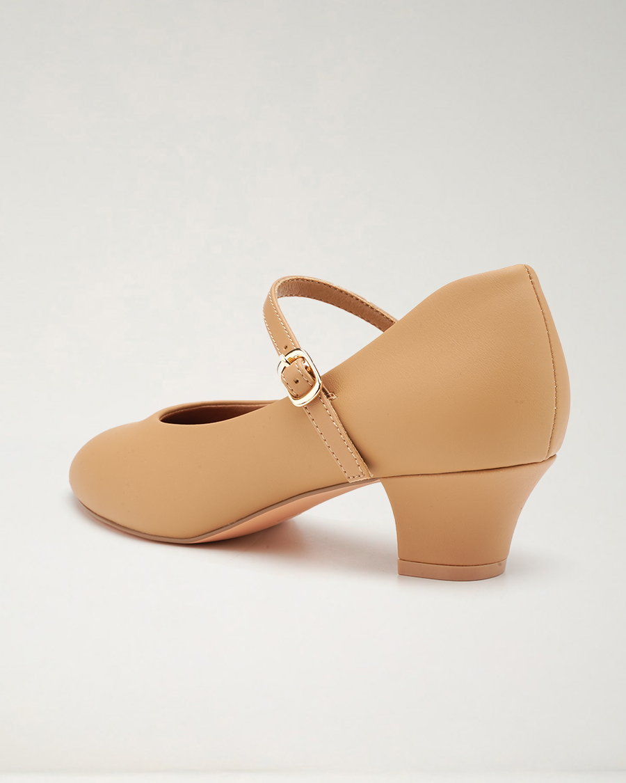 Women’s Kitten Heel Character Shoes in Tan