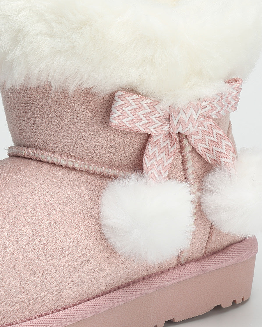 Fluff Stuff Kids Suede Boots in Pink