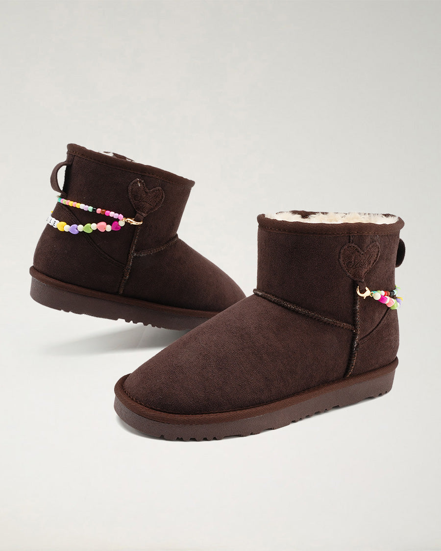 Kids Faux Show Short Suede Boots in Espresso