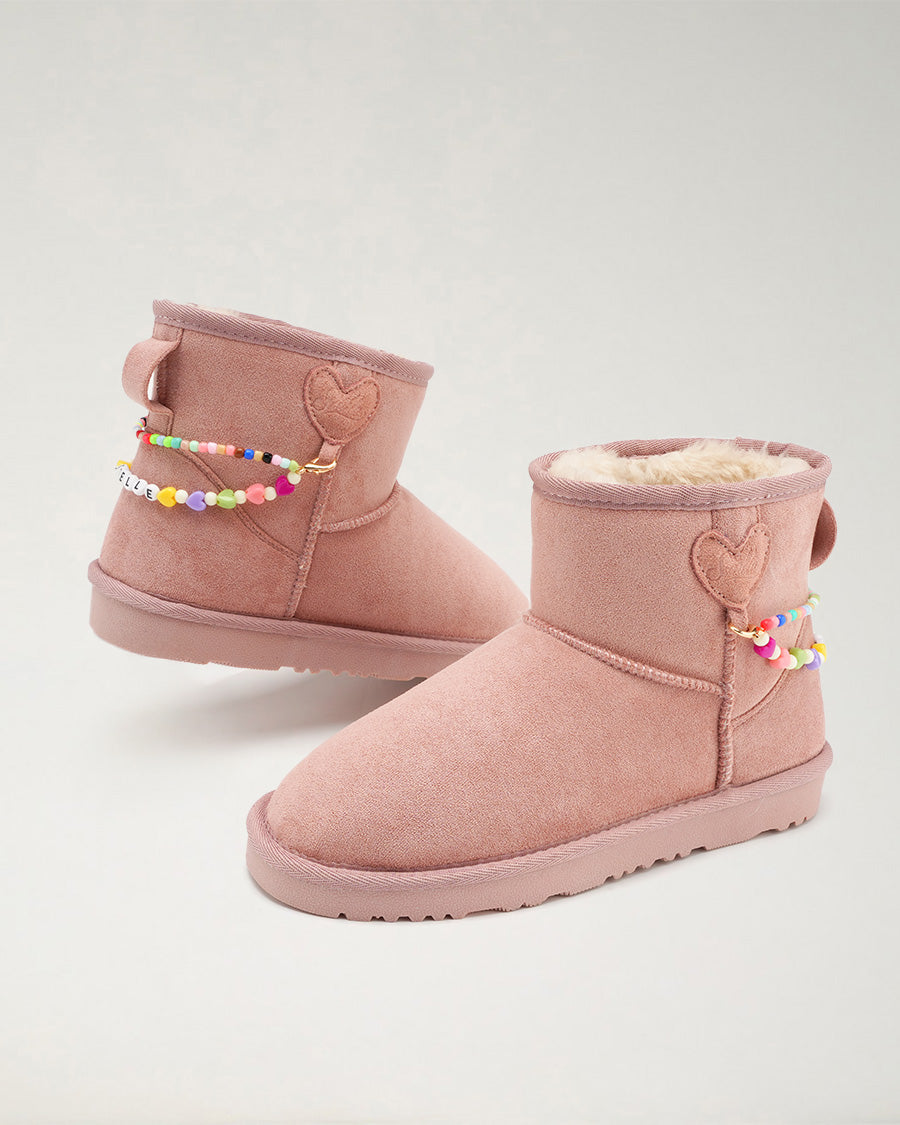 Kids Faux Show Short Suede Boots in Pink
