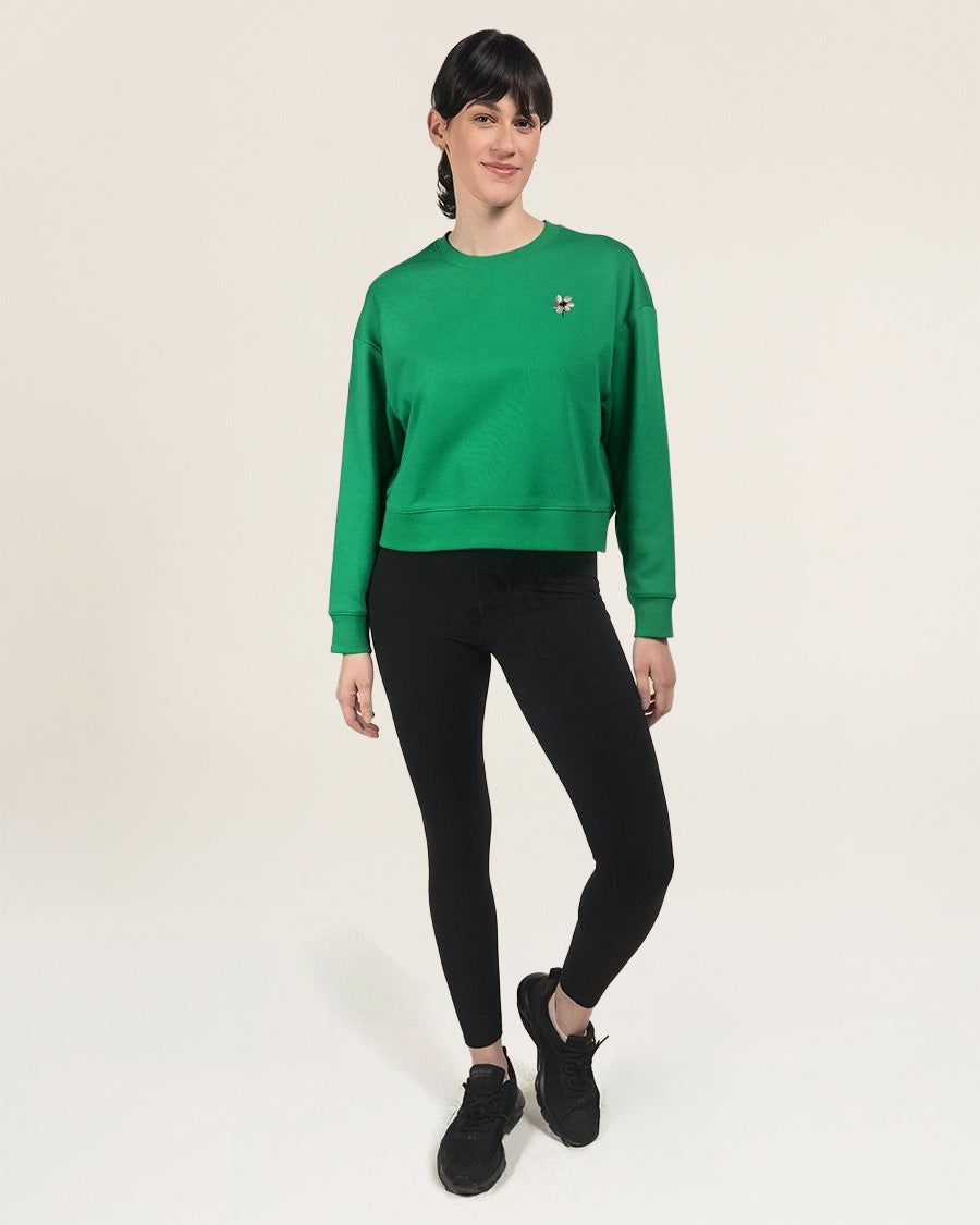 Kelly Green Crop Oversized Sweatshirt
