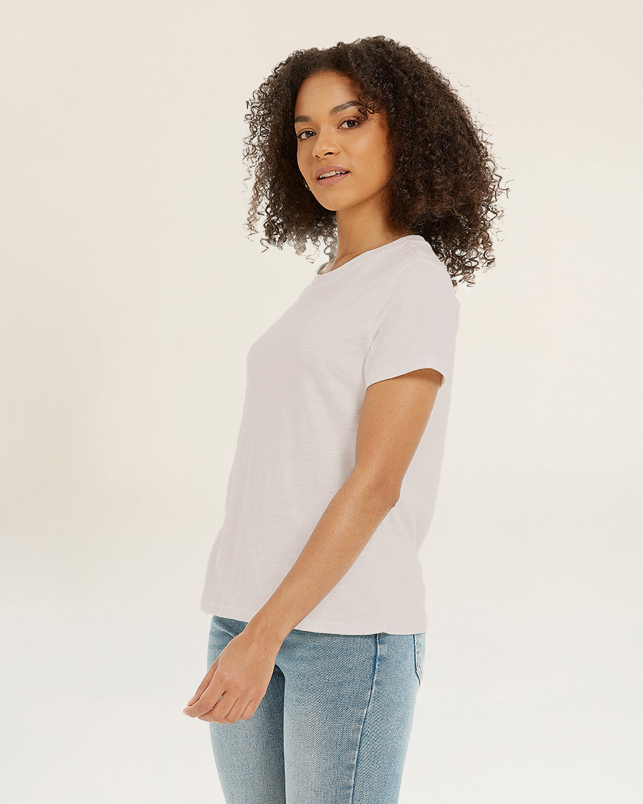 Oat Milk Short-Sleeve Cotton Slub T-Shirt