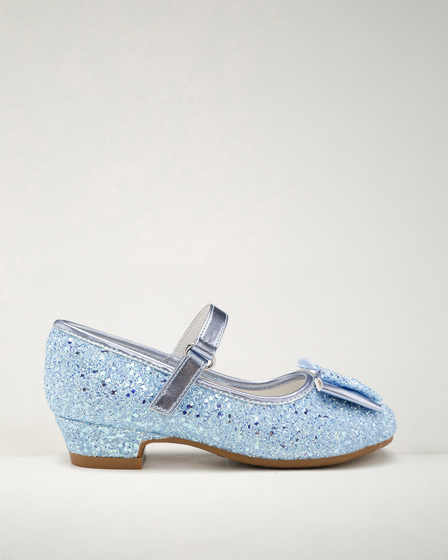 Icy Blue Girls Glittery Mary Jane Dress Shoes