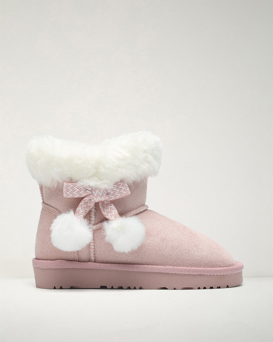 Fluff Stuff Kids Suede Boots in Pink
