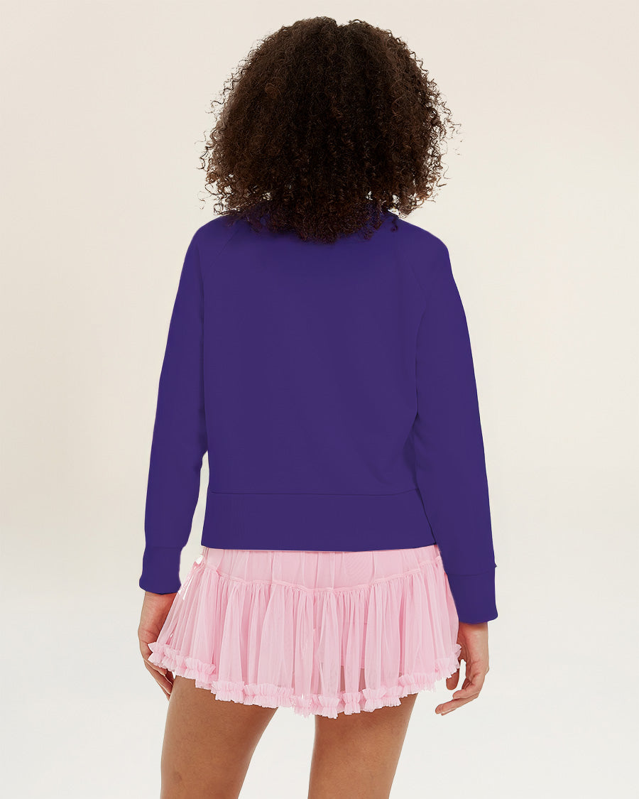 Purple Raglan Sleeve Crewneck Sweatshirt