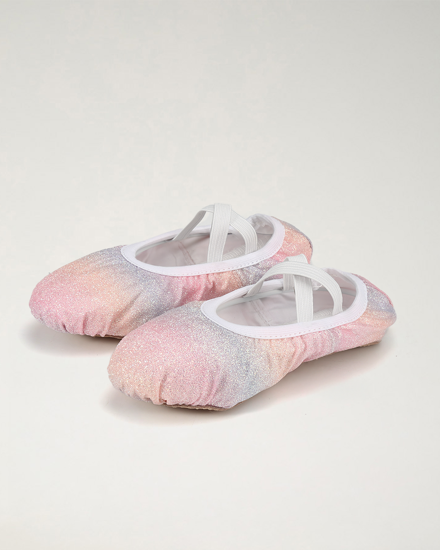 Kids Glitter Ballet Shoes in Pink Ombre