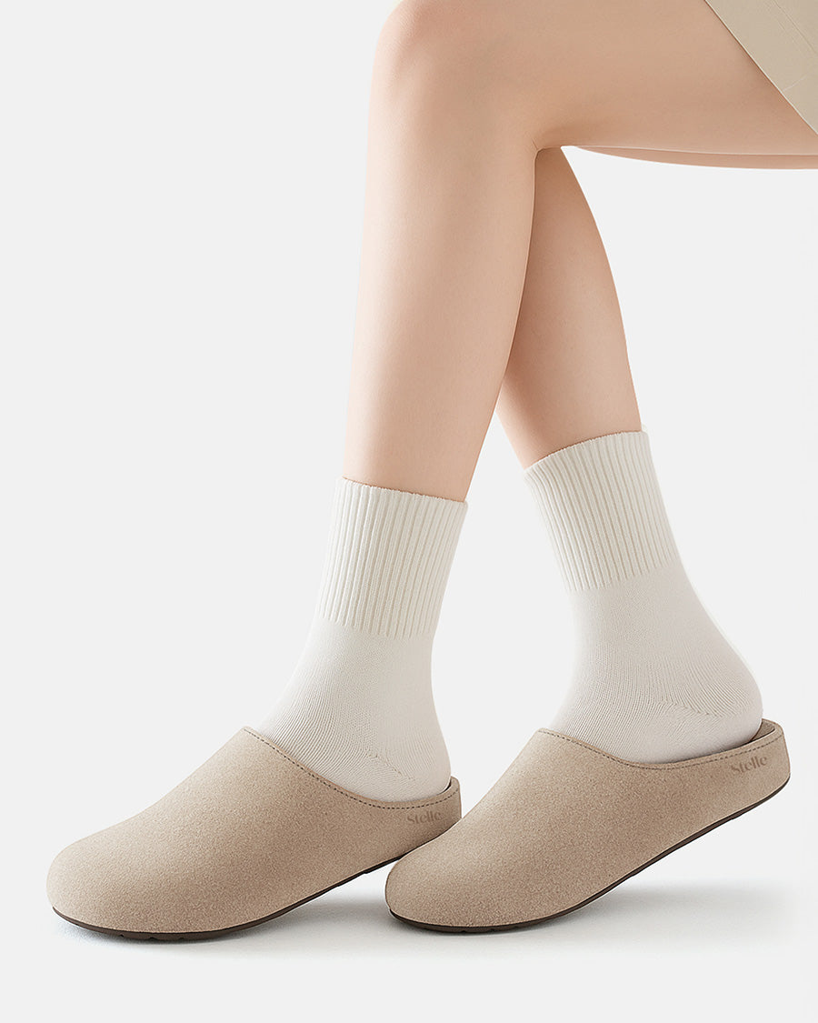 Taupe Suede Slip-On Clogs
