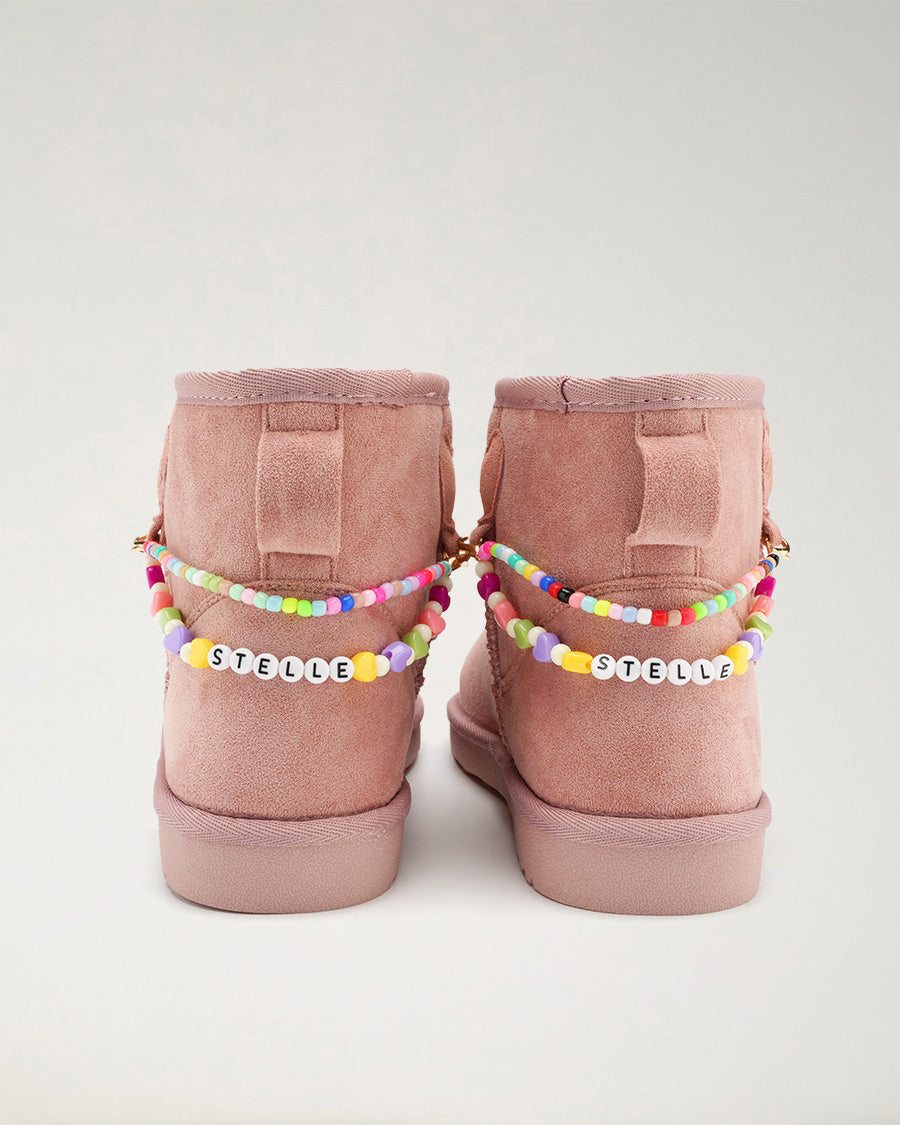 Kids Faux Show Short Suede Boots in Pink