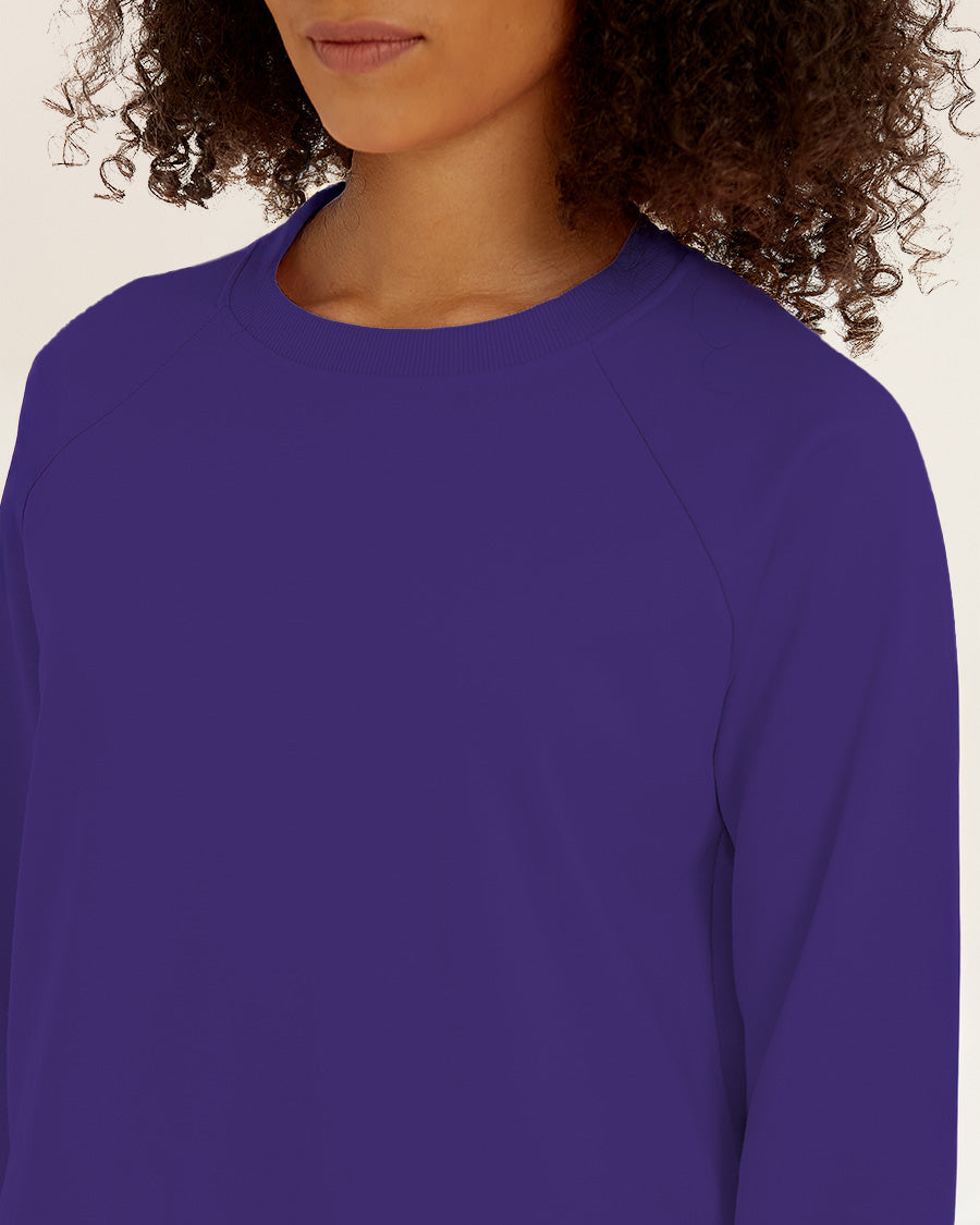 Purple Raglan Sleeve Crewneck Sweatshirt