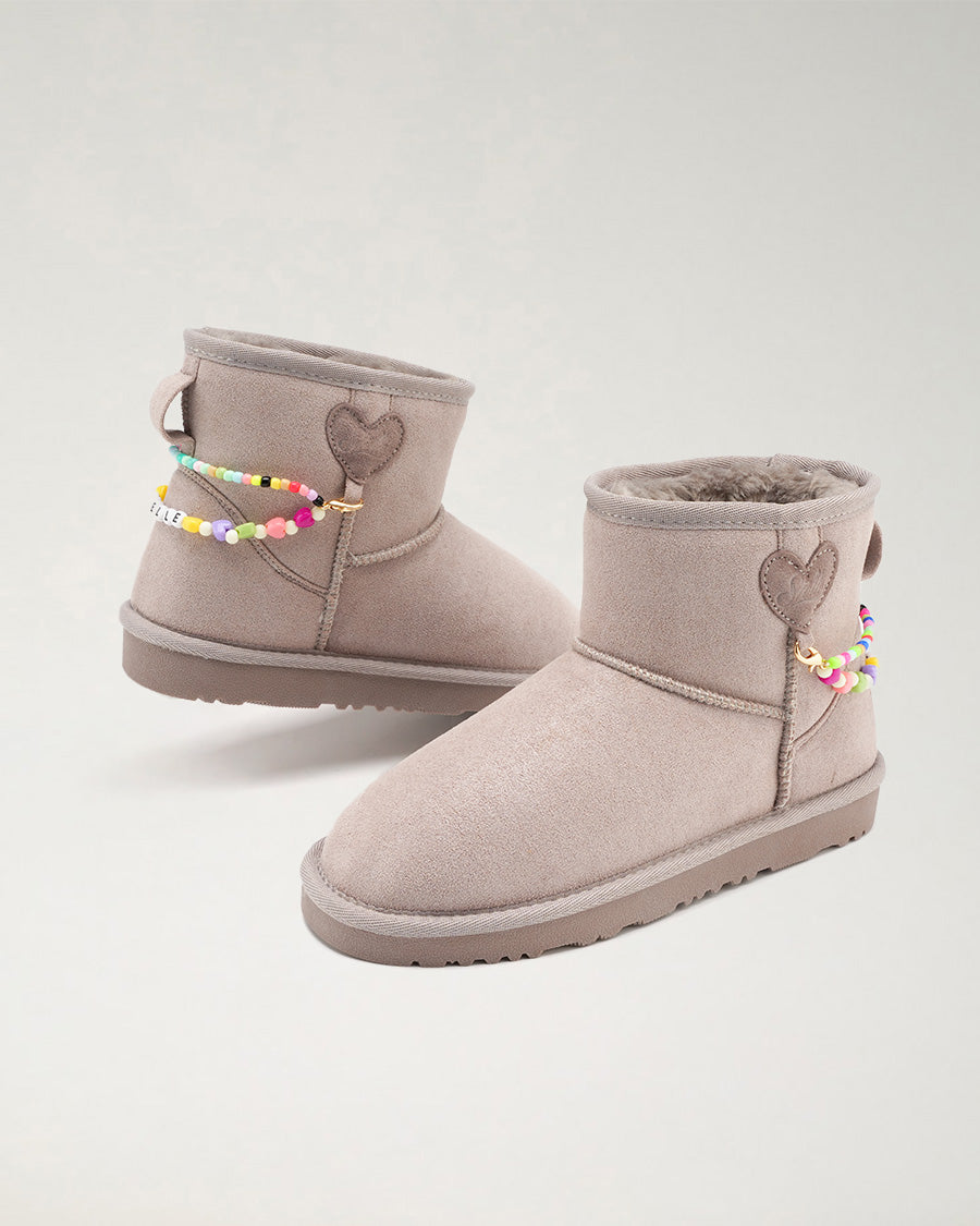 Kids Faux Show Short Suede Boots in Grey