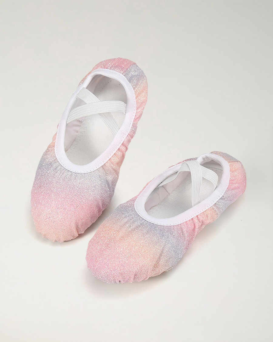 Kids Glitter Ballet Shoes in Pink Ombre
