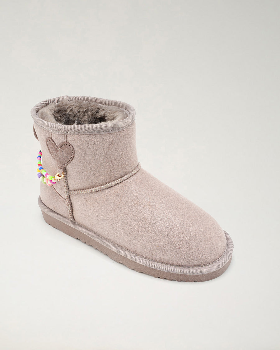 Kids Faux Show Short Suede Boots in Grey