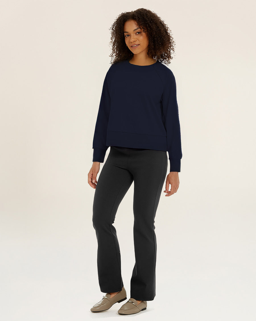 Navy Raglan Sleeve Crewneck Sweatshirt