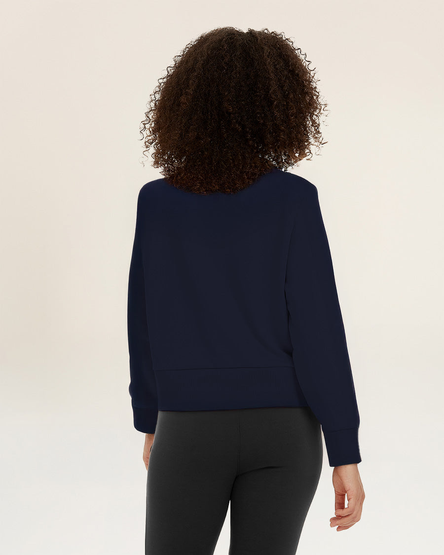 Navy Raglan Sleeve Crewneck Sweatshirt