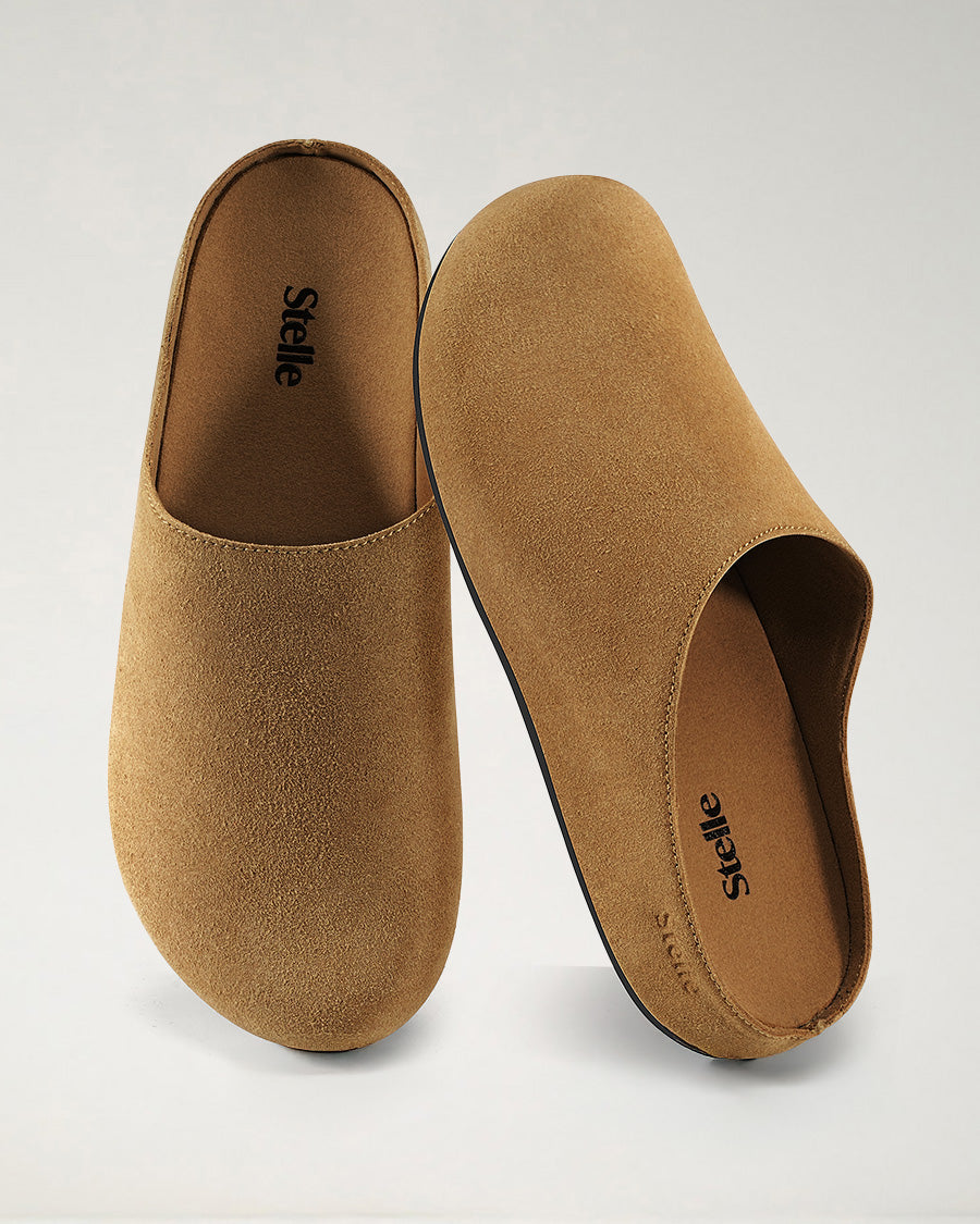 Caramel Suede Slip-On Clogs