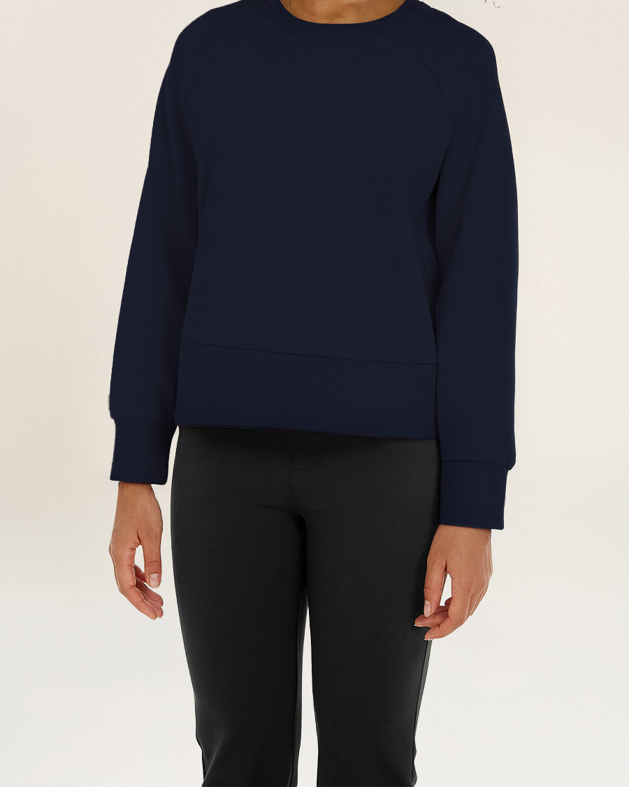 Navy Raglan Sleeve Crewneck Sweatshirt