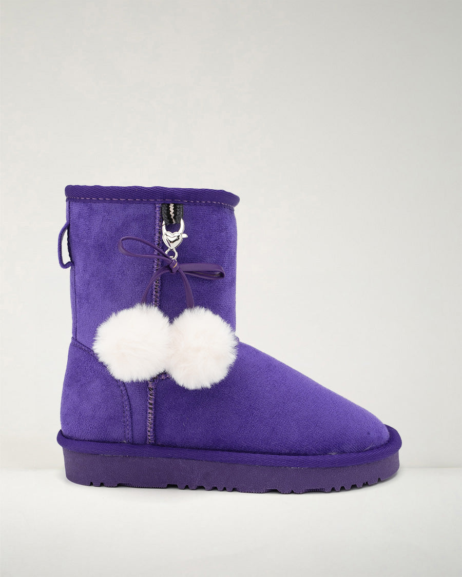 Purple Furever Cozy Kids Suede Boots