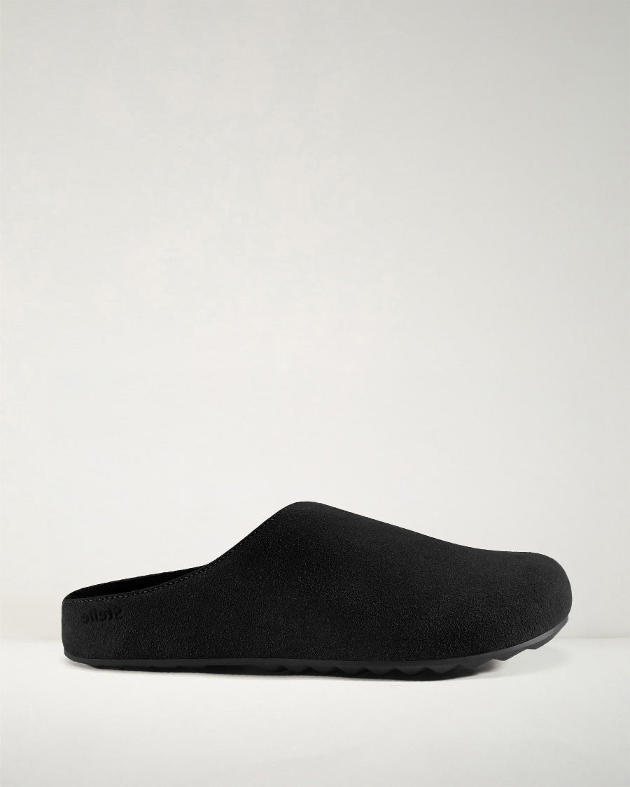 Black Suede Slip-On Clogs