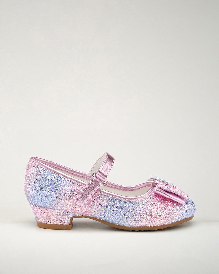 Rainbow Blue Girls Glittery Mary Jane Dress Shoes