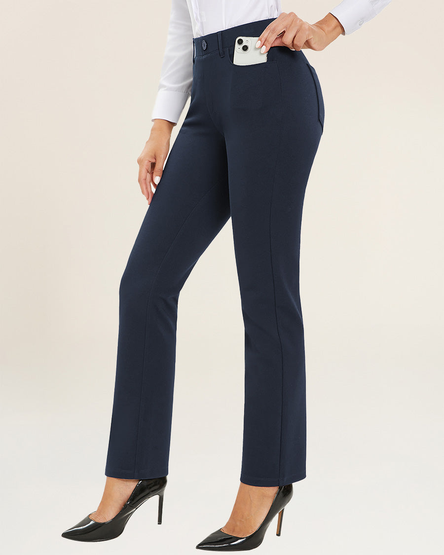Navy Women Business Casual Work Pants | Straight 30''