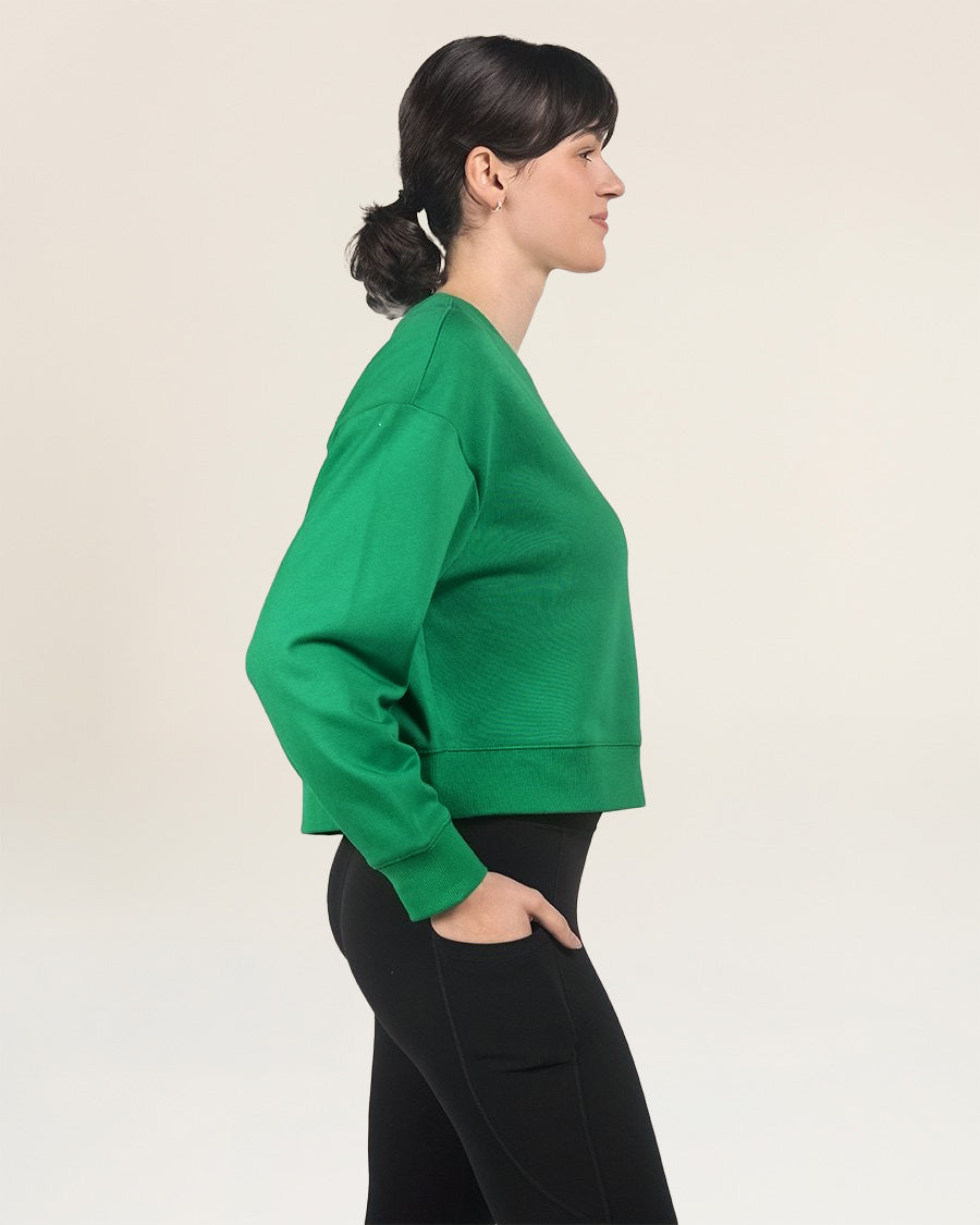 Kelly Green Crop Oversized Sweatshirt