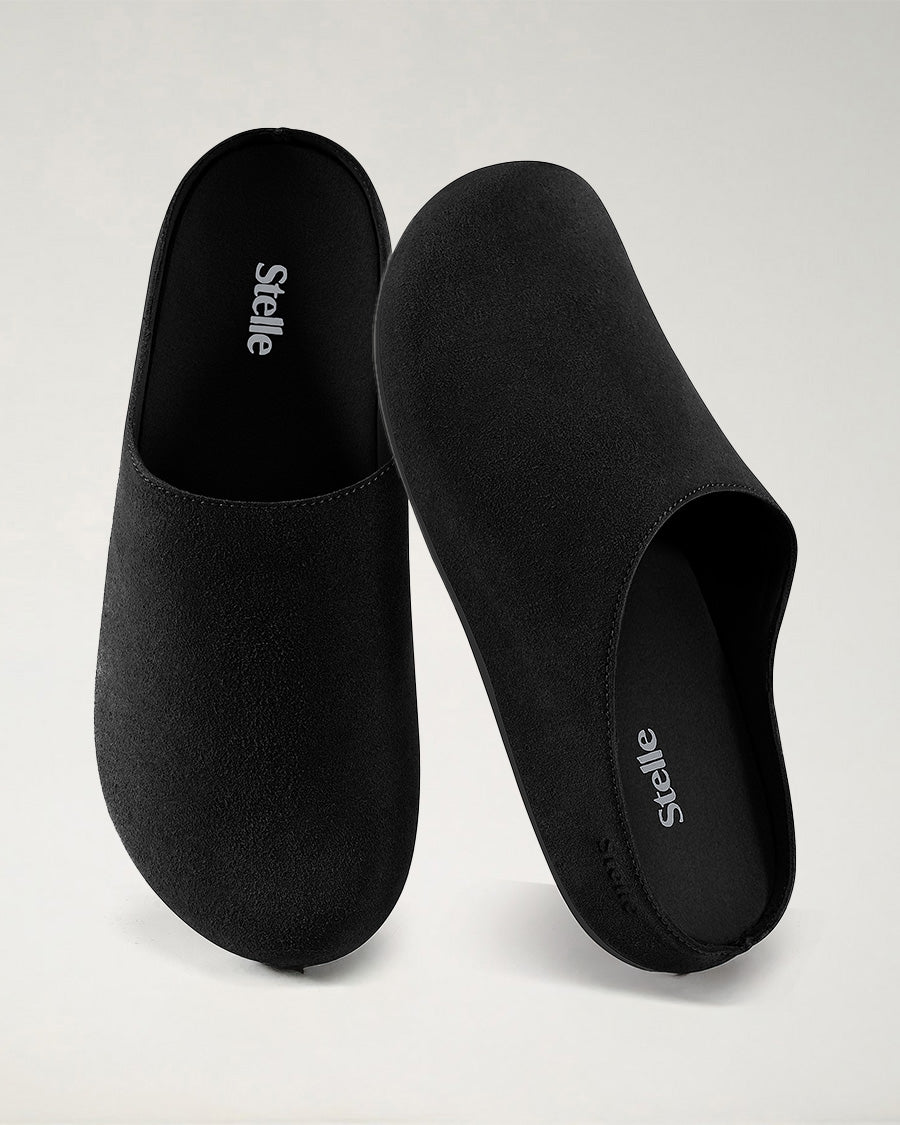 Black Suede Slip-On Clogs