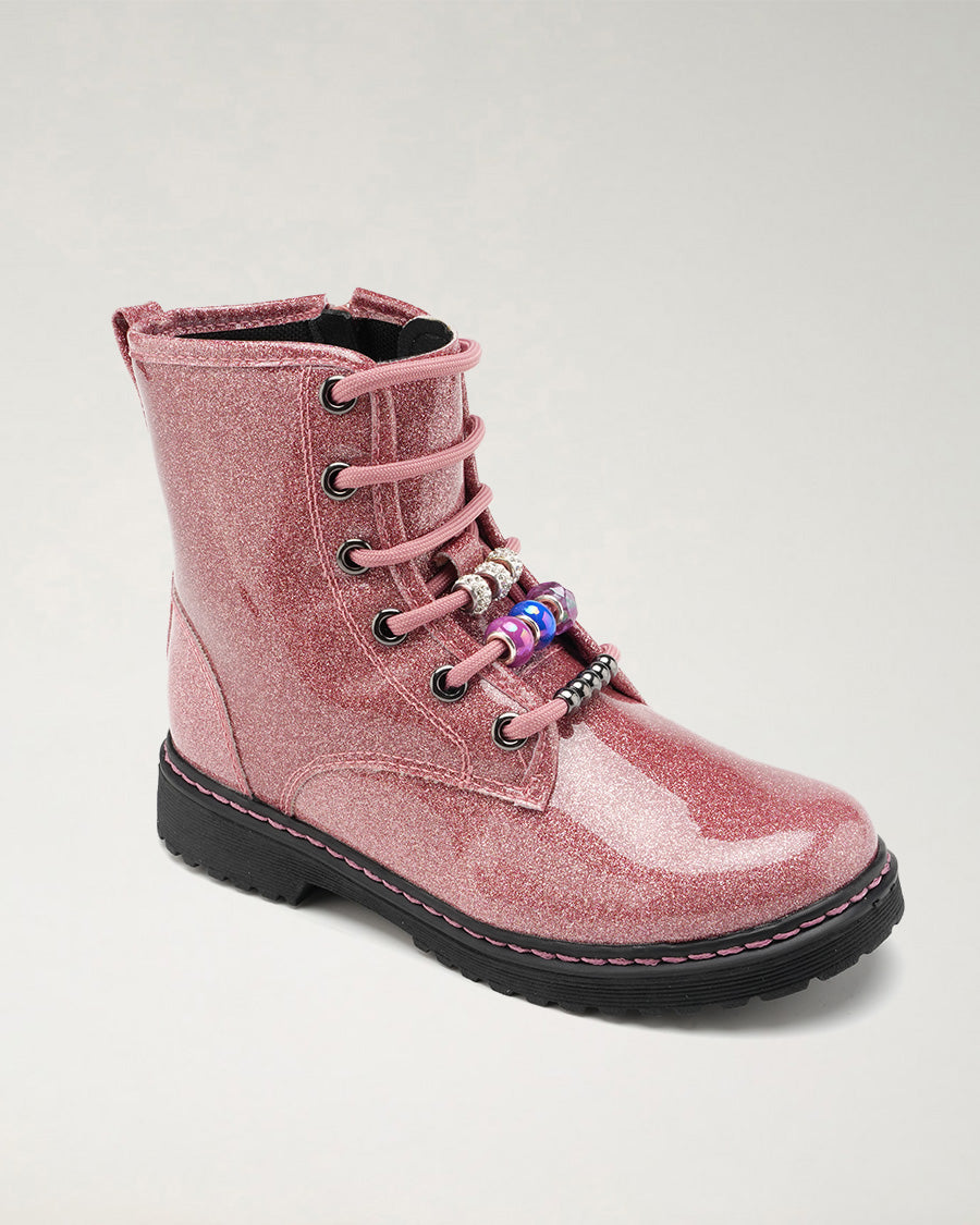 Pink Glitter Tough Stuff Kids Combat Boots
