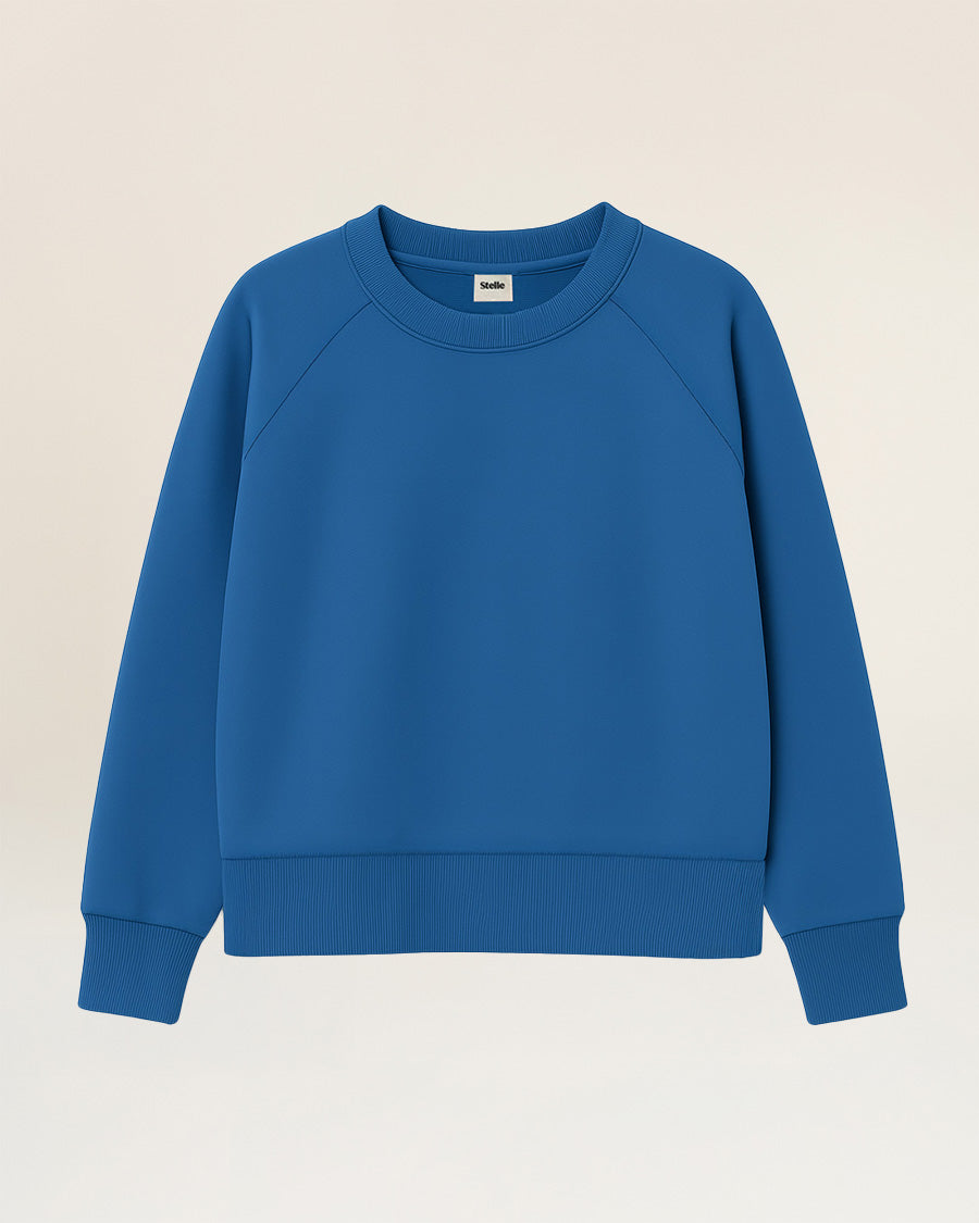 Vibrant Blue Raglan Sleeve Crewneck Sweatshirt
