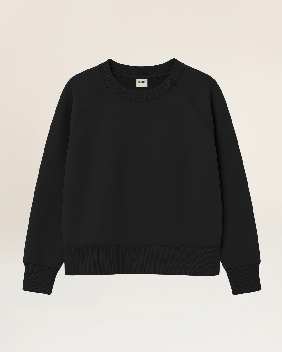 Black Raglan Sleeve Crewneck Sweatshirt