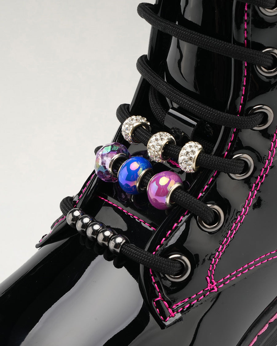 Black Patent Tough Stuff Kids Combat Boots