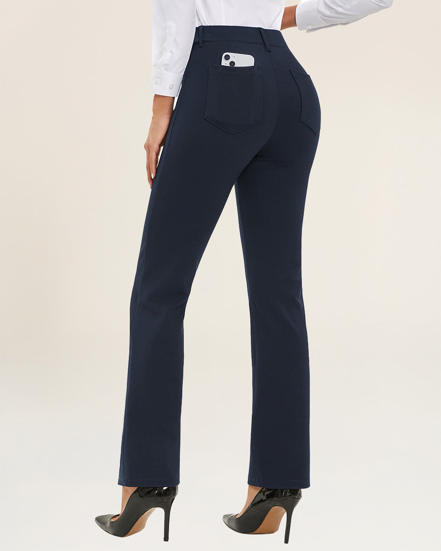 Navy Women Business Casual Work Pants | Straight 30''