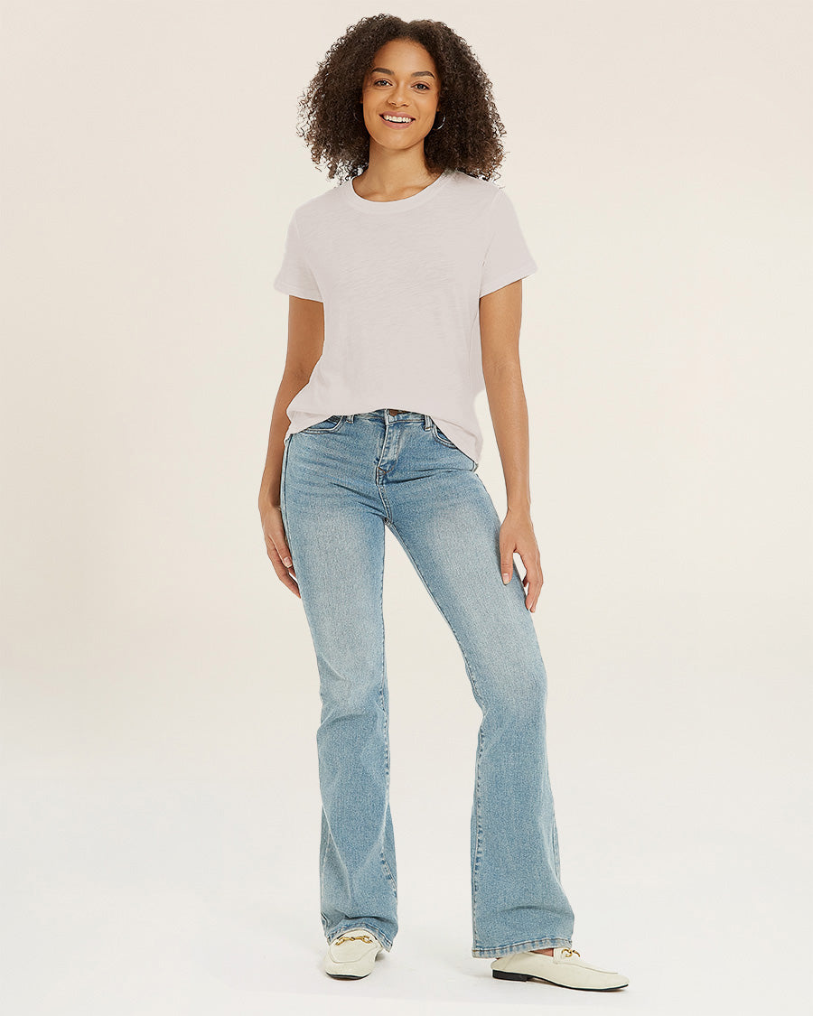 Oat Milk Short-Sleeve Cotton Slub T-Shirt