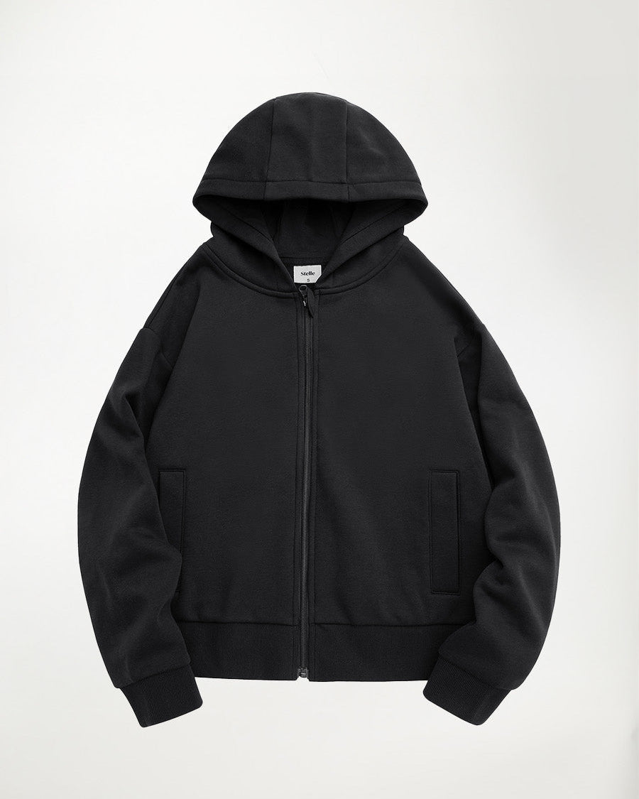 Black Fleece Zip-Up Hoodie - View 1