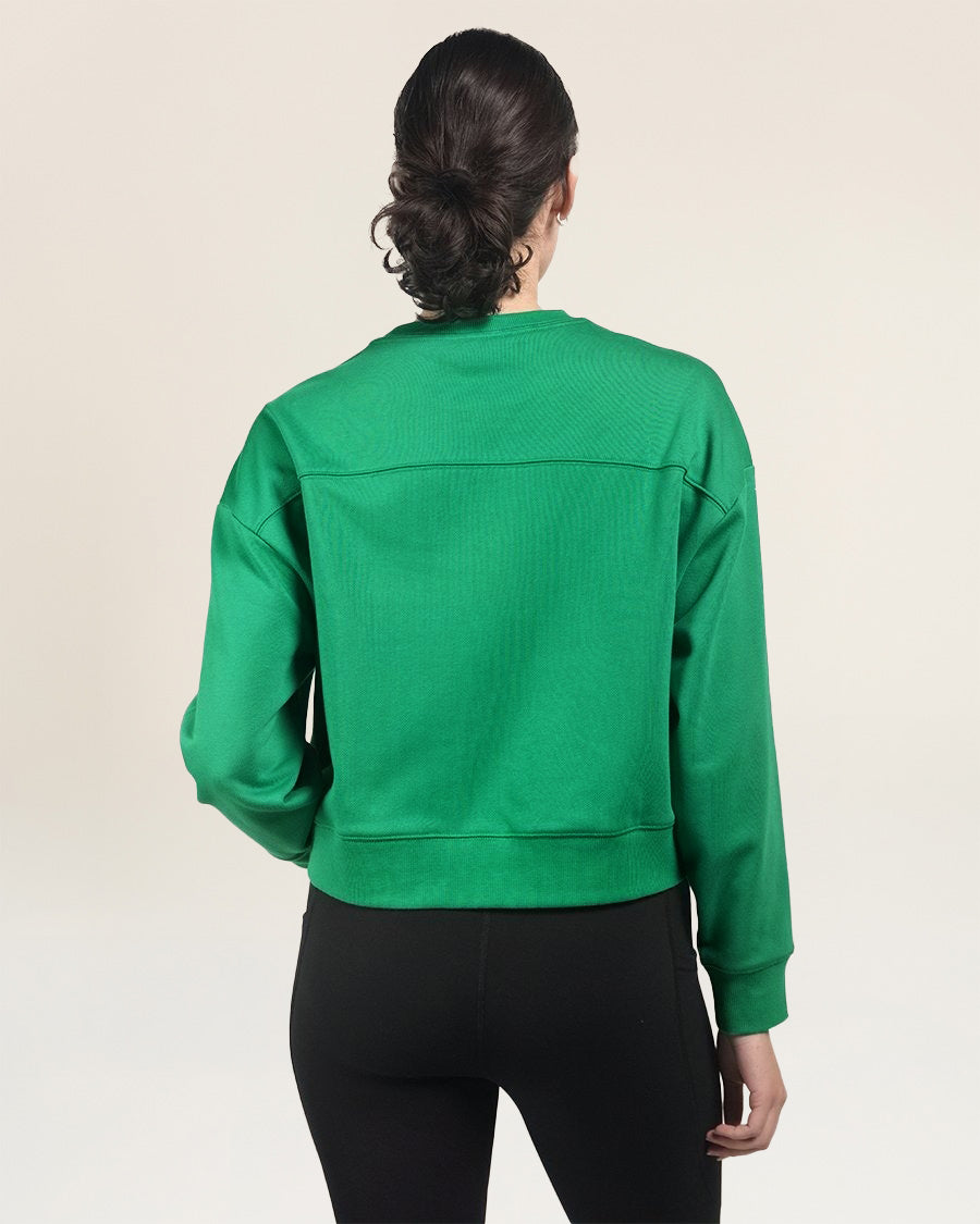 Kelly Green Crop Oversized Sweatshirt