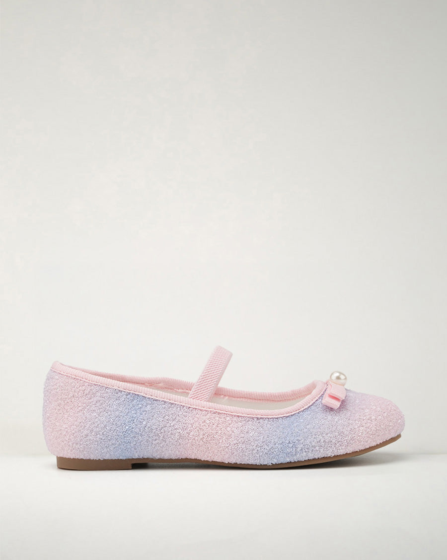 Rainbow Girls Glitter Ballet Flats | Kids Dress Shoes with Strap
