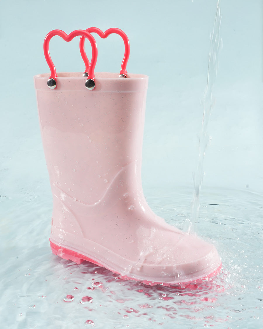 Light Pink Puddle Jumper Kids Rubber Rain Boots