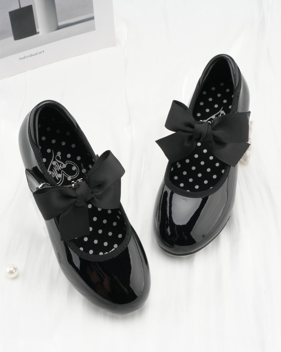 Black Kids Tap Shoes | Easy-Strap Dance Flats