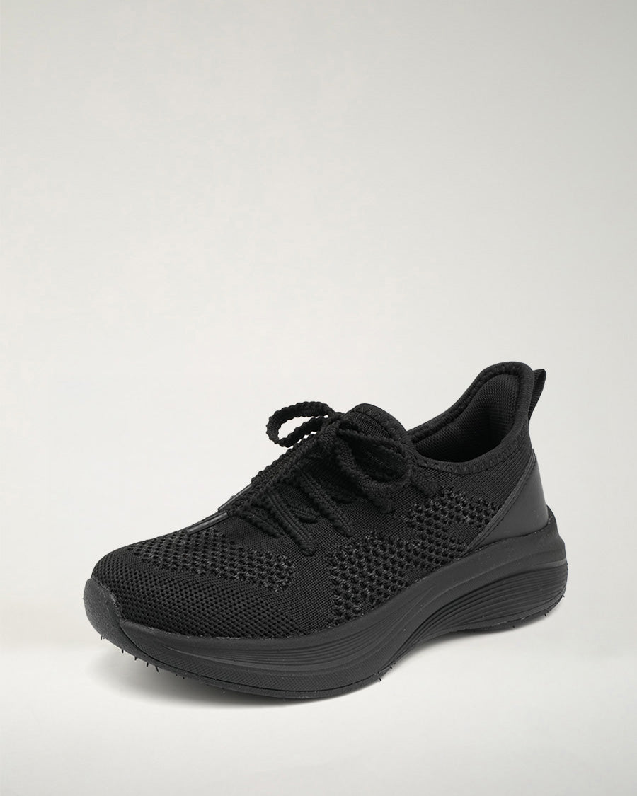 Black Kids Lace-Up Running Sneakers