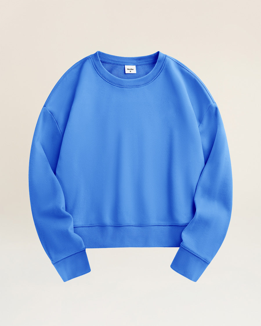 Vibrant Blue Crop Oversized Sweatshirt