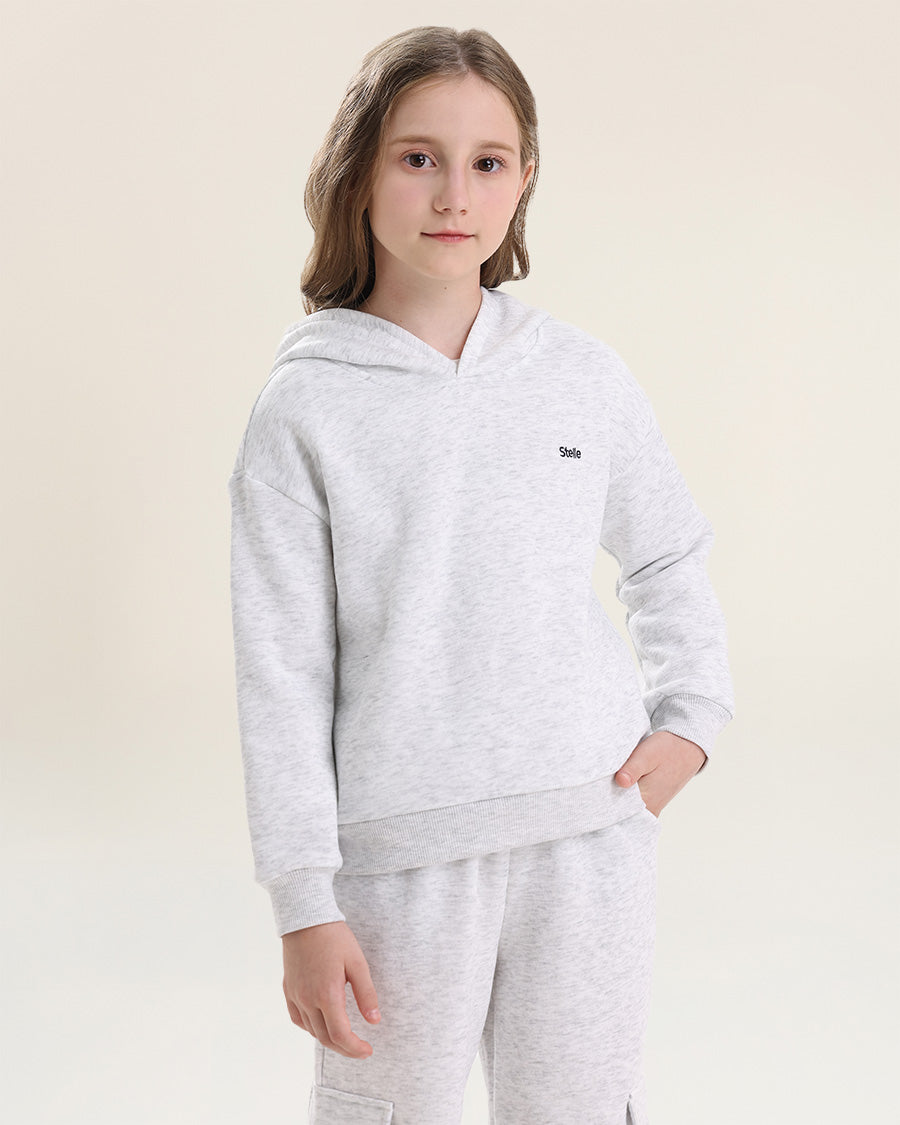 Light Heather Grey Fleece Out Kids Matching Sweat Set