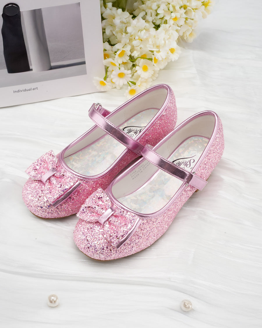 Pink Girls Glittery Mary Jane Dress Shoes