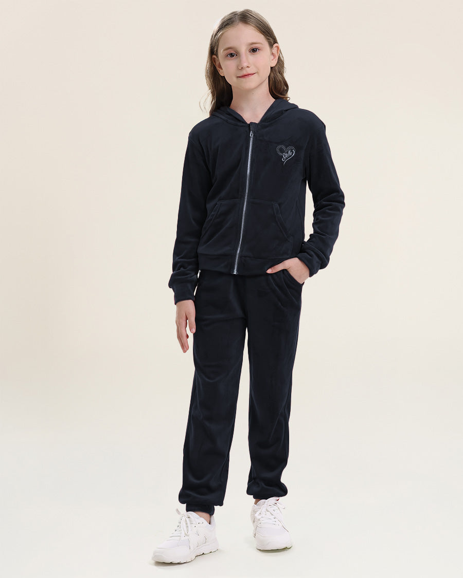 Navy All That & Velour Kids Matching Set