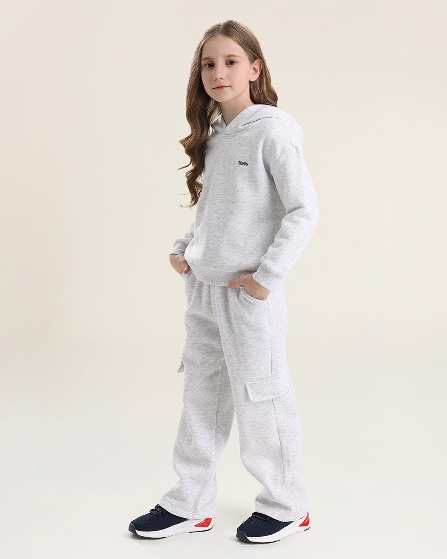 Light Heather Grey Fleece Out Kids Matching Sweat Set
