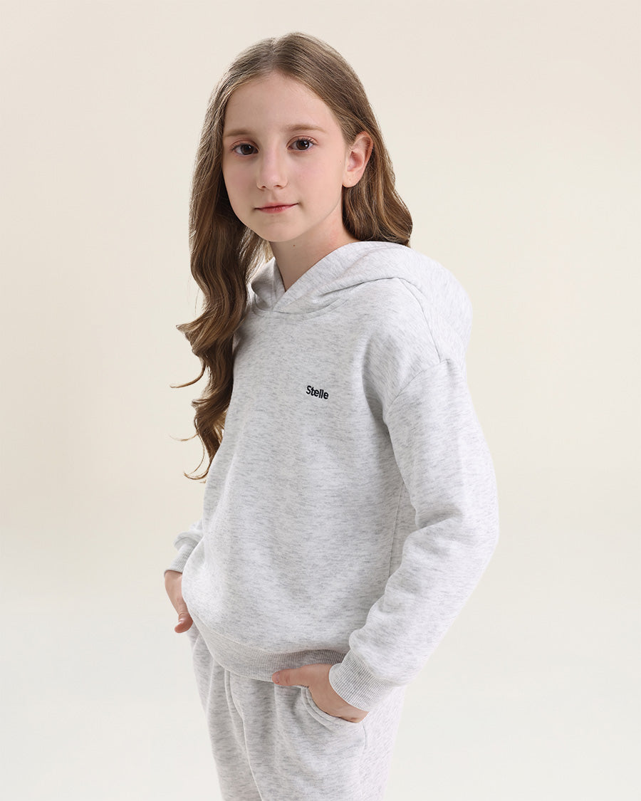 Light Heather Grey Fleece Out Kids Matching Sweat Set