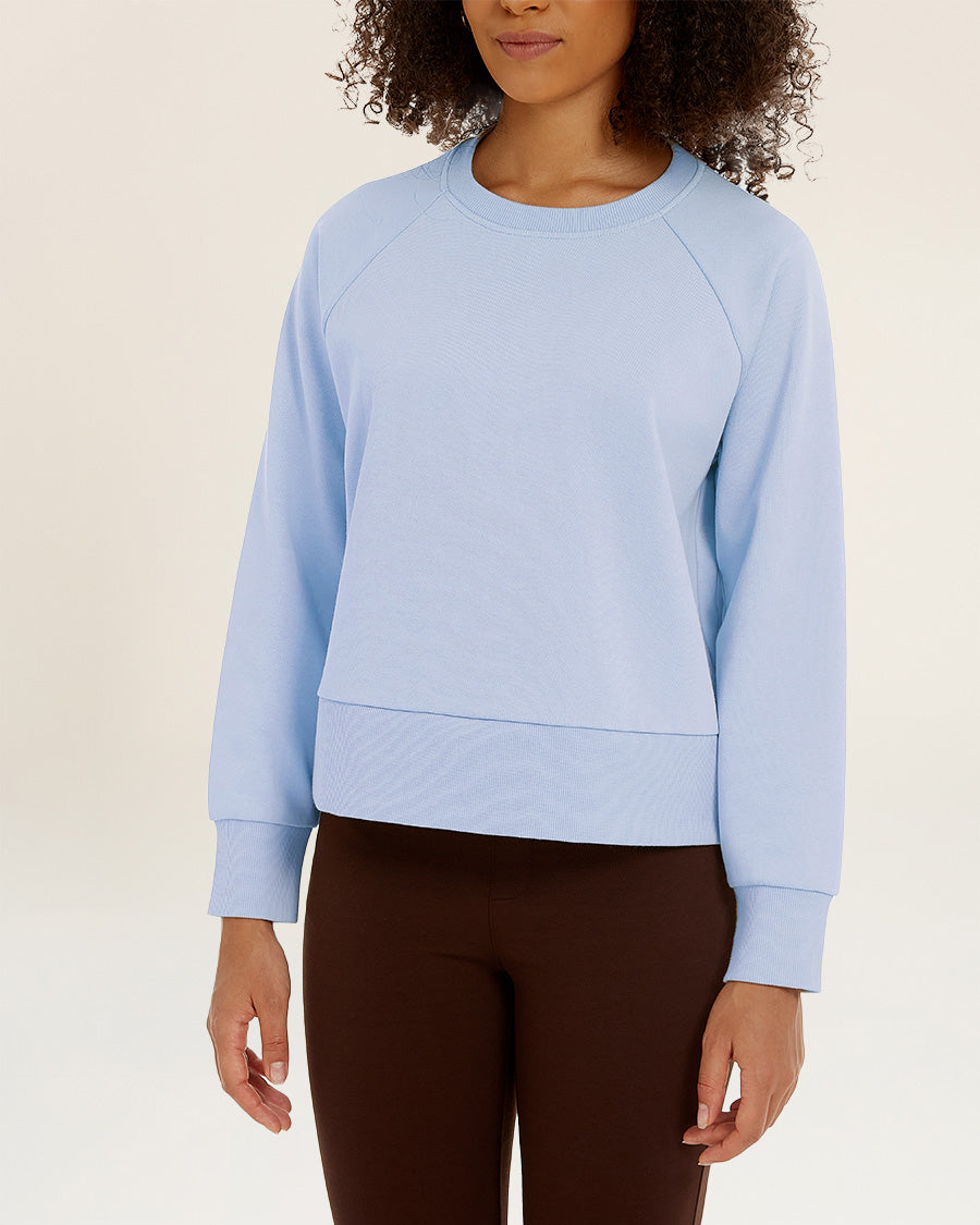 Baby Blue Raglan Sleeve Crewneck Sweatshirt