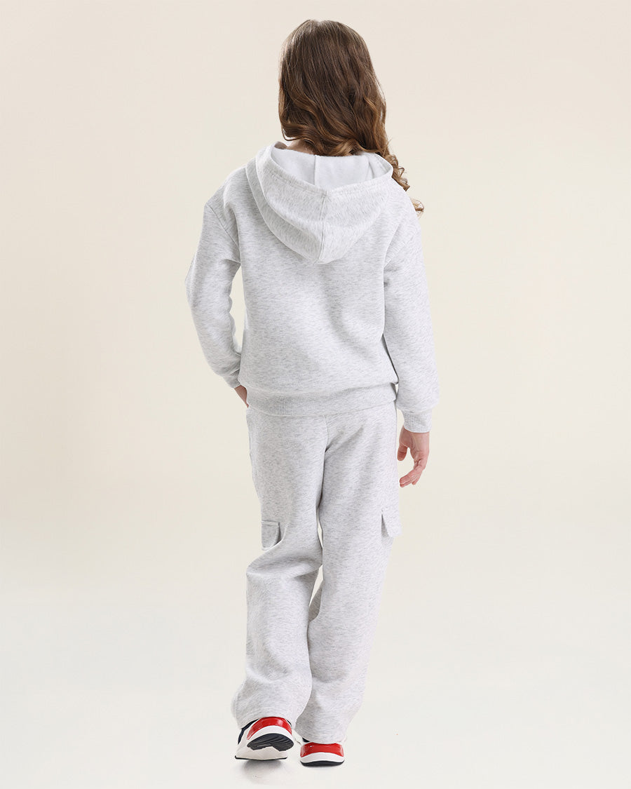 Light Heather Grey Fleece Out Kids Matching Sweat Set