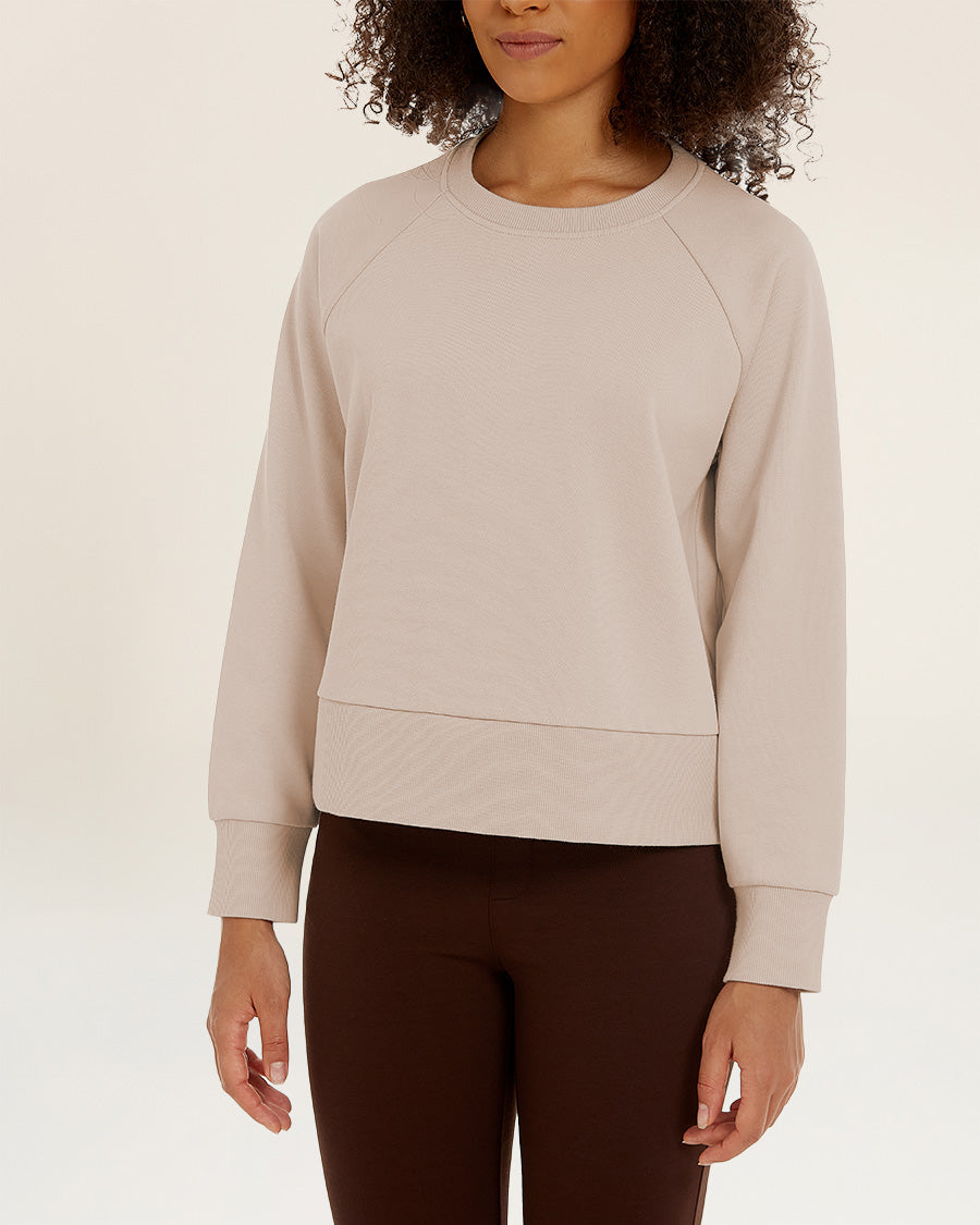 Oat Milk Raglan Sleeve Crewneck Sweatshirt