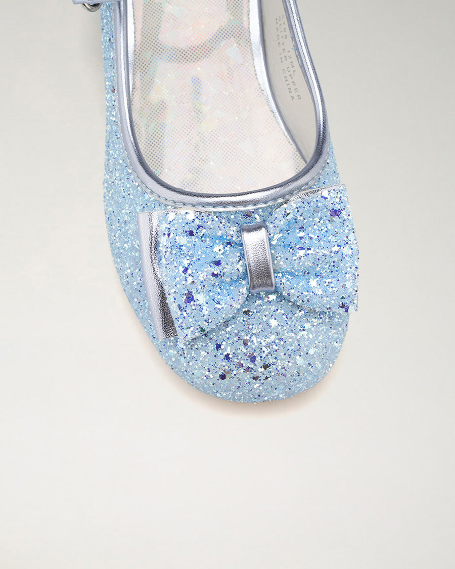 Icy Blue Girls Glittery Mary Jane Dress Shoes