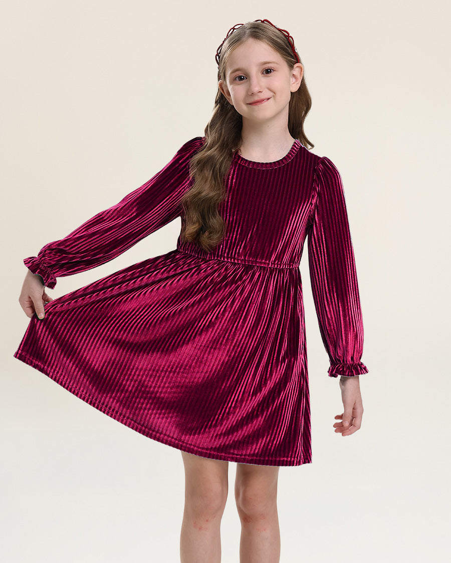Ruby Girls Enchanted Velvet Long Sleeve Dress
