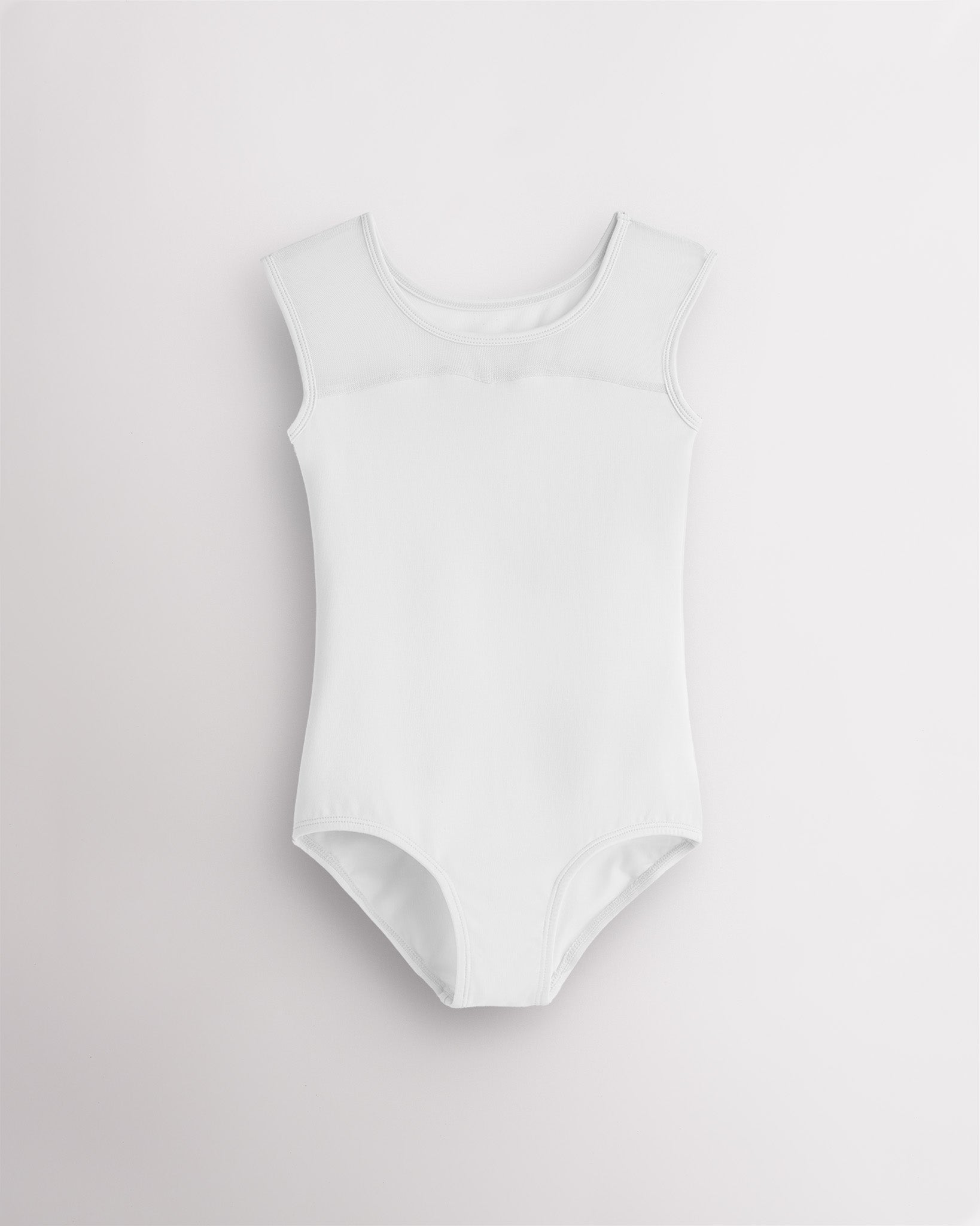 White Girls Sweetheart Mesh Inserted Tank Leotard
